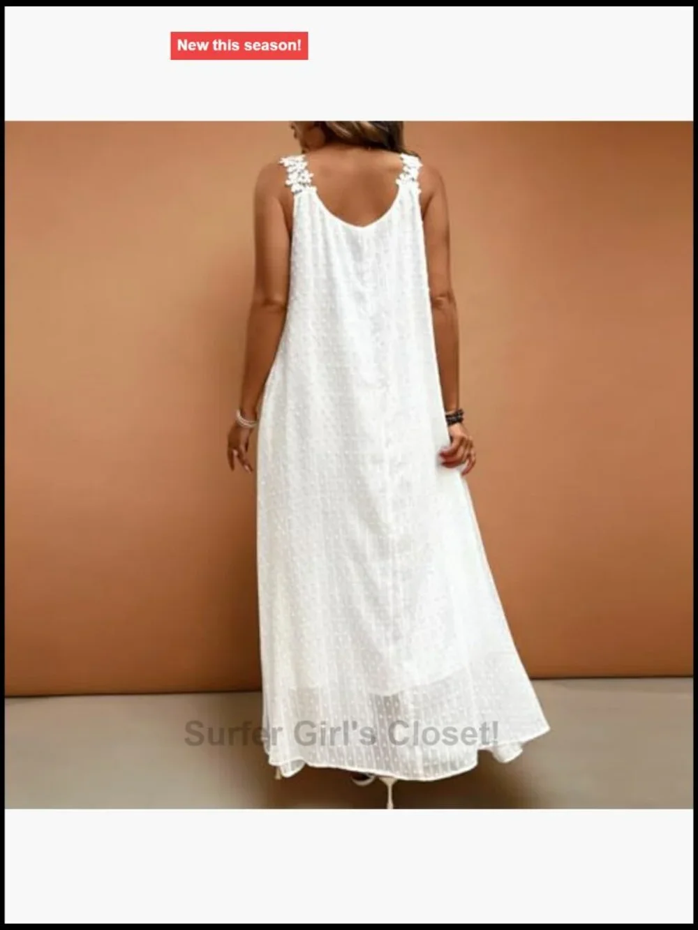 Women's Swiss Dot Lace Strap Maxi Dress Flowy V Neck Sleeveless Beach Vacation